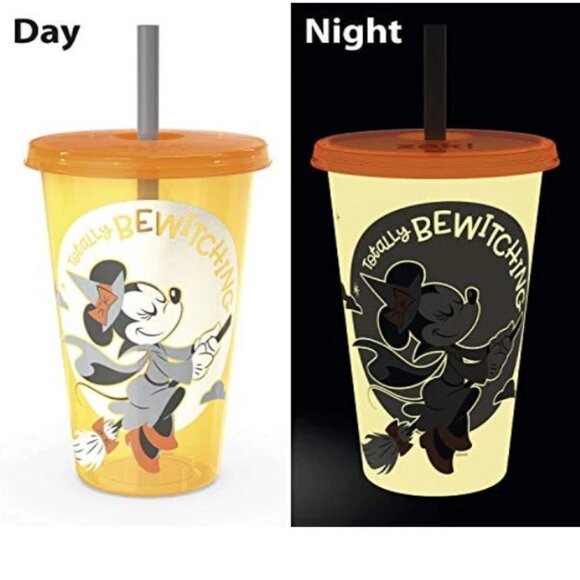 Disney Zak Halloween Cups Glow in Dark Set 4 Mickey Minnie 2 Lids Straws 2022 - Picture 6 of 14
